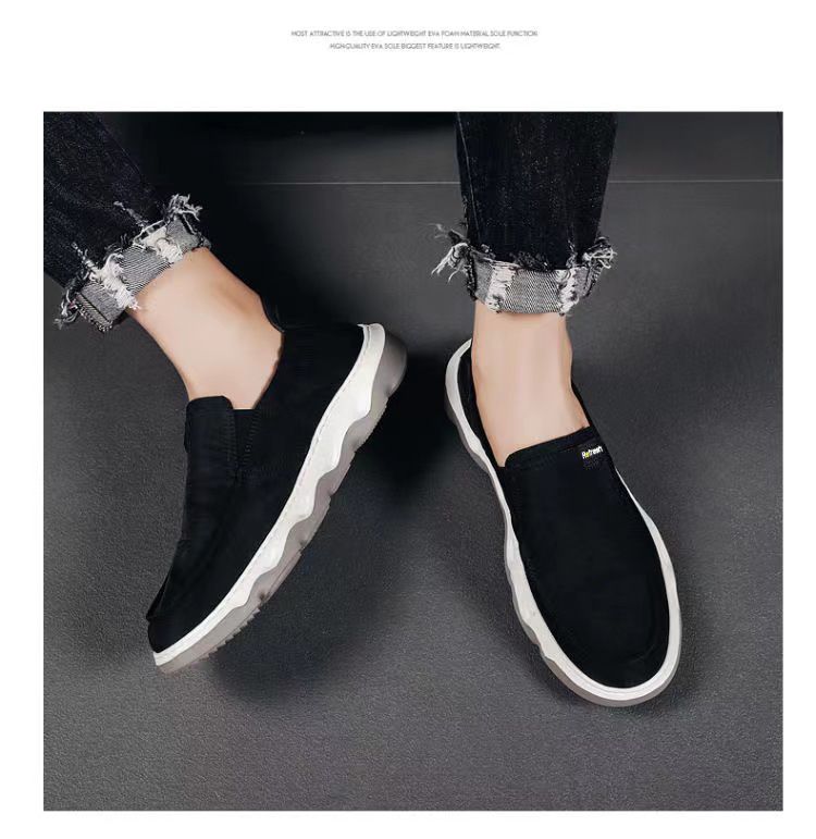 Chaussures hommes 2024 nouveaux hommes net célébrité chaussures de toile décontractées basses à enfiler fond souple antidérapant version coréenne chaussures pour hommes tout-match_voghion.com
