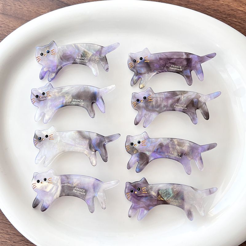 Korea Frankreich Bloggers süße kleine Katzenhaarspange Französische vielseitige Pony-Entenschnabelspange Seitlich gebrochene Haarspange_voghion.com