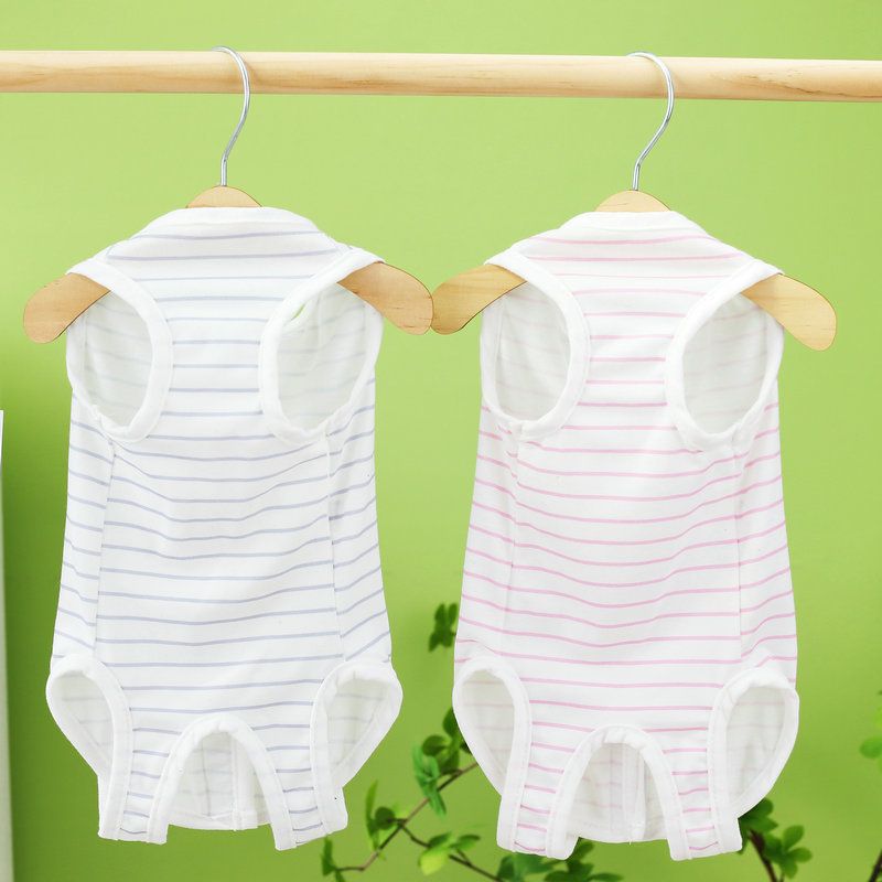 Postpartum Spring Summer Surgery Anti-Lick Weaning Four-Legged Home 23 Stripes Cat Neutering Clothes_voghion.com