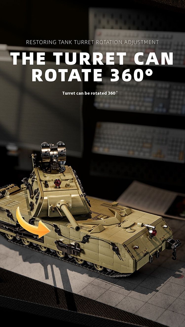 12GO98001-2 Modèle de char super lourd de style souris allemande, jouet de construction à assemblage de puzzle de haute difficulté_voghion.com