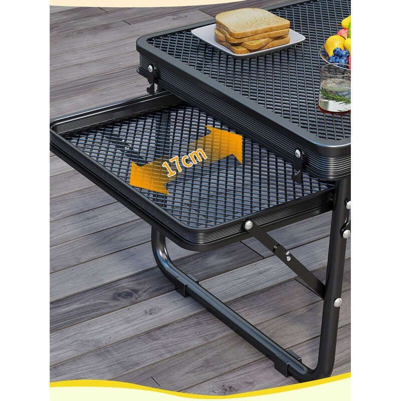 Nueva mesa portátil para acampar al aire libre, picnic, estacionamiento, barbacoa, malla de hierro, extensión de doble oreja, mesa plegable, alta_voghion.com