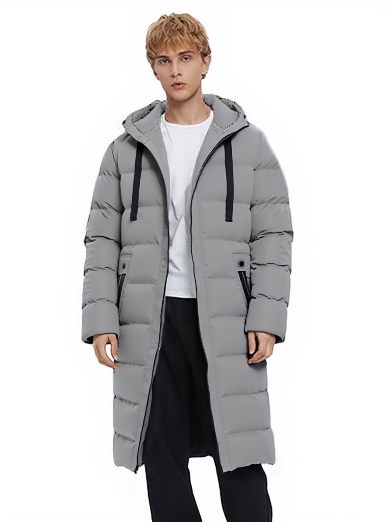 Langer Herren-Daunenmantel mit Kapuze – Hochwertige Winterjacke aus weißen Gänsefedern, wasser- und winddicht (EU XXS-XXXL, Schwarz/Marineblau/Armeegrün)_voghion.com