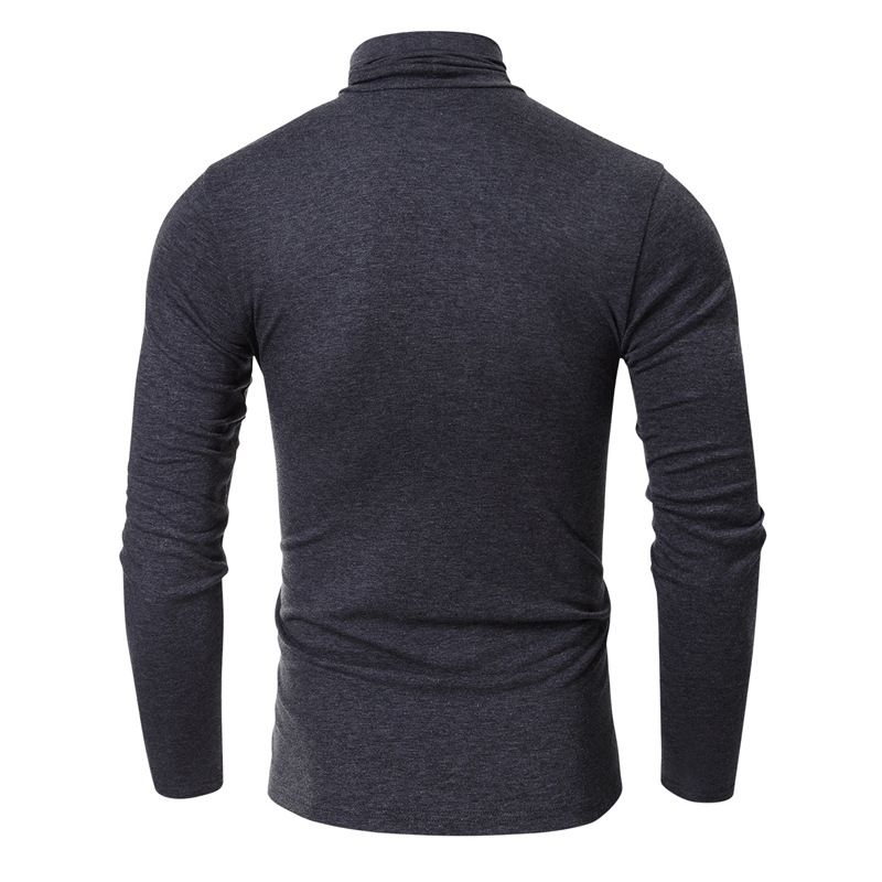 Herren-T-Shirt mit hohem Halsausschnitt und schmaler Passform, langärmliges Thermo-Basishemd aus weichem, gebürstetem Polyester, einfarbig, lässiges Oberteil für alle Jahreszeiten_voghion.com