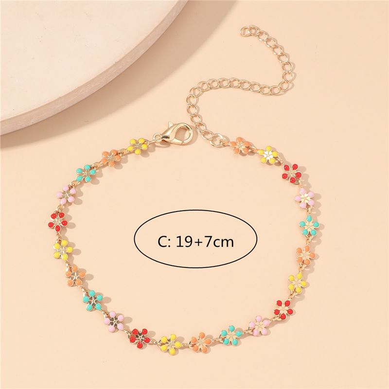 Hot Selling Ins Creative Bohemian Simple Plum Blossom Base Oil Anklet For Women Personalized Body Chain Jewelry_voghion.com
