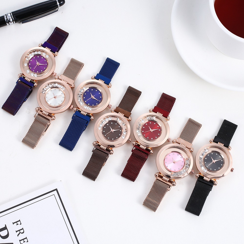 with Korean Fashion Simple Lazy Sand Women's Magnetic Buckle Watch_voghion.com