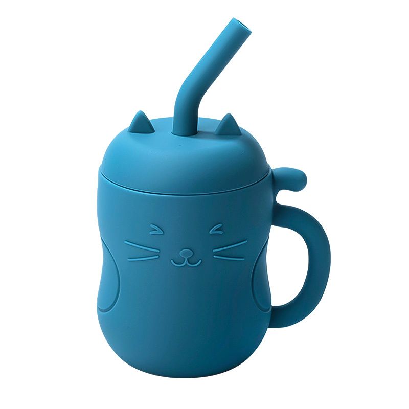 150ML 1PC Taza de pajita de silicona para alimentación de bebés Biberón de aprendizaje para niños Vajilla anticalor a prueba de fugas Botella de agua para bebés_voghion.com