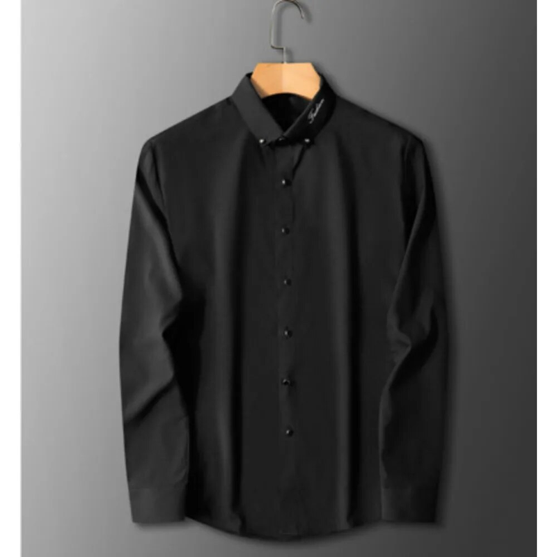 Solid color long sleeved 2024 spring/summer Korean version thin casual business shirt men's_voghion.com