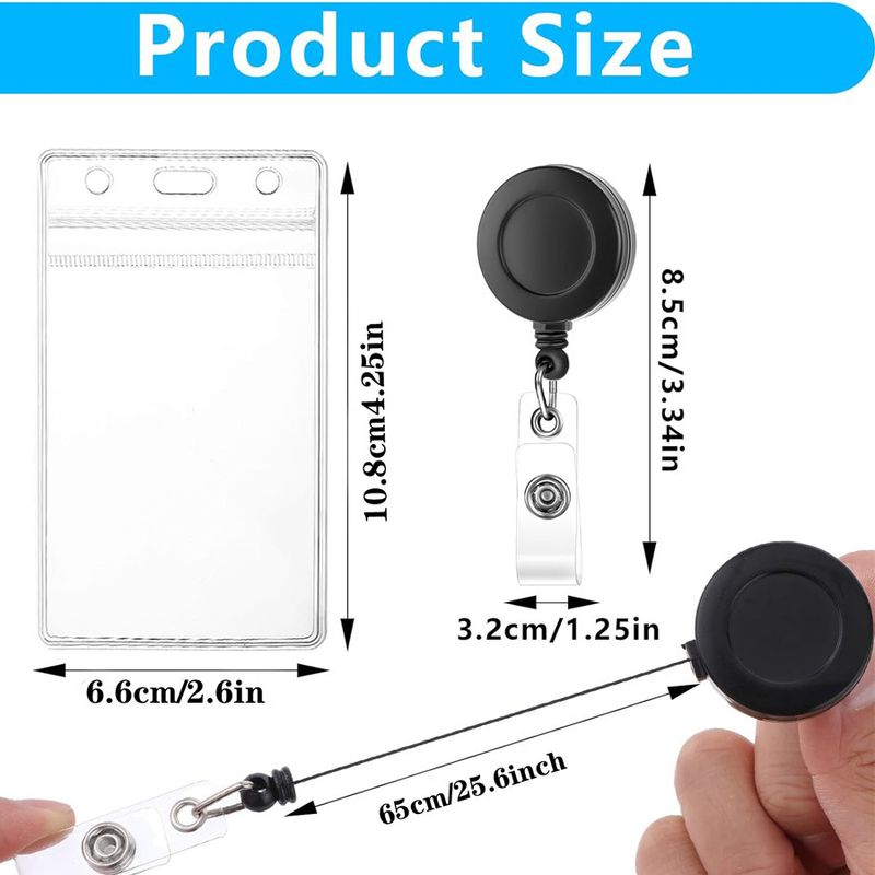 PVC Waterproof ID Card Holder ID Lanyard Easy To Pull Buckle Retractable Easy To Pull Badge Buckle_voghion.com