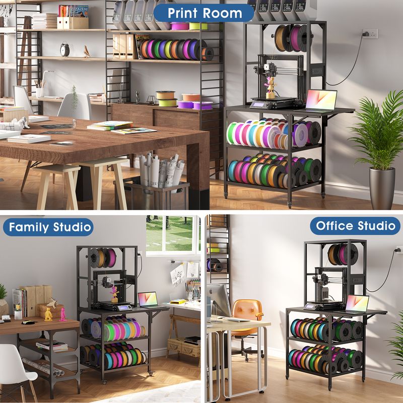 3D Printer Stand, Heavy Duty 3D Printer Table Stand With Filament Storage Rack, T-Shaped Spools Holder Rack With Wheels,3D Printer Workbench For 3D Printing Studio, Home Office Workshop_voghion.com