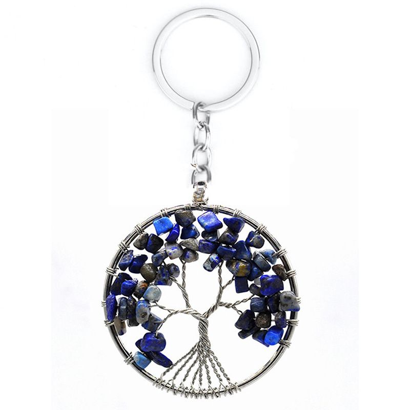 7 Color Stone Natural Crystal Gravel Tree Of Life Keychain Pendant Fortune Tree Keychain Pendant_voghion.com