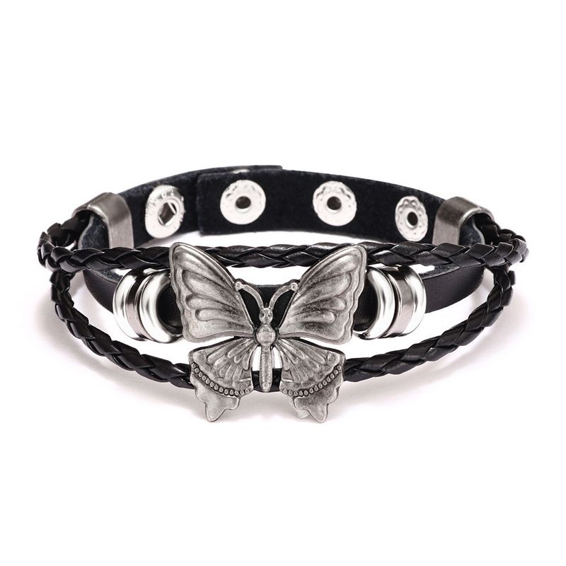 New Element PU Bracelet Niche Design Dark Style Butterfly Jewelry Straight_voghion.com