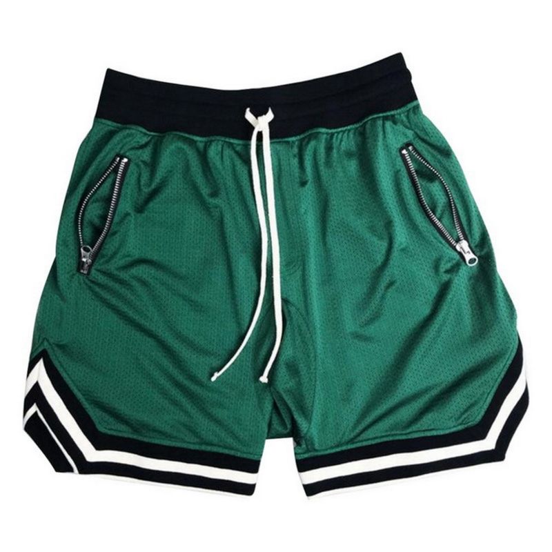 Summer Men's Thin Pocket Zipper Solid Color Shorts Mesh Sports Shorts Men's Running Training Breathable Fitness Shorts_voghion.com
