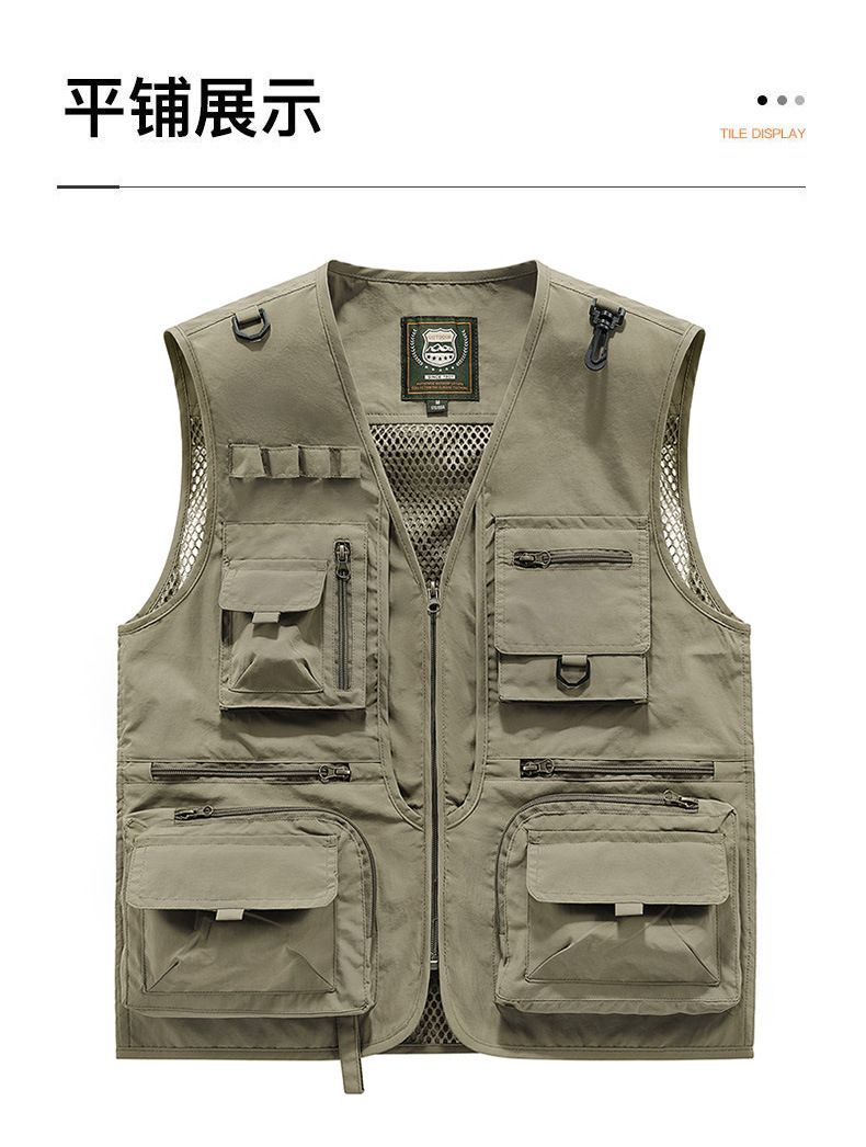 "Men's Outdoor Utility Vest – Lightweight Mesh Workwear With Multiple Pockets, Breathable Fishing & Hiking Vest, Photography_voghion.com