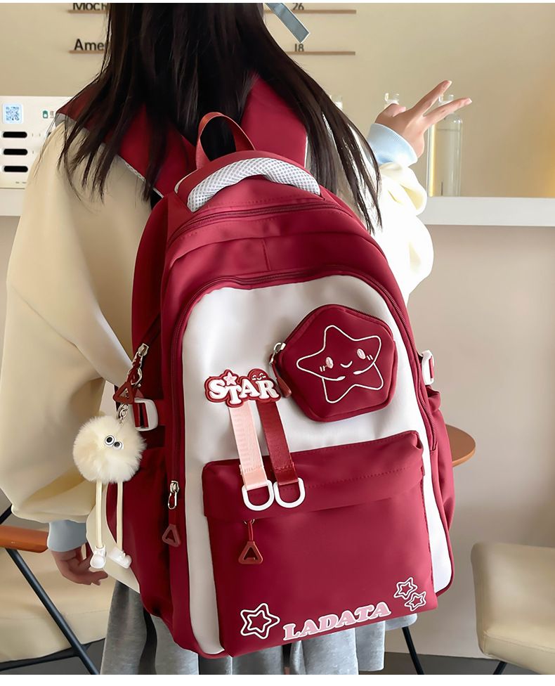 Zaino retrò elegante per adolescenti e adulti - Zaino scolastico in nylon leggero con ampia capacità di 20-35 litri, comode cinghie imbottite, adatto a laptop da 15 pollici_voghion.com