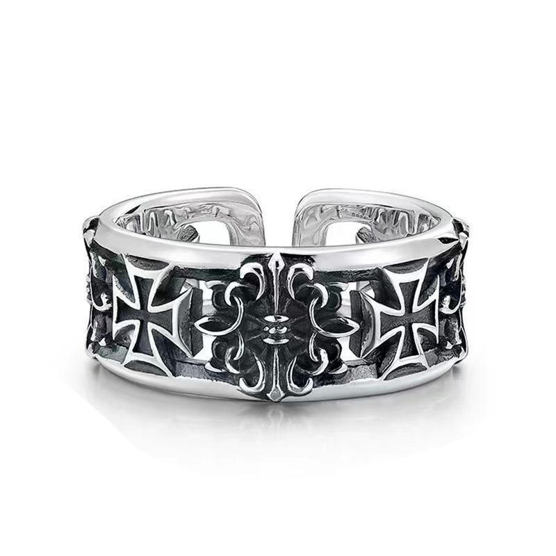 New Cross Trend For Men Hip Hop Punk Style Niche Single Personality High-end Open Finger Ring_voghion.com
