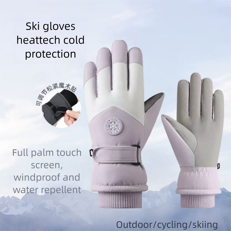 Luvas de ciclismo ao ar livre, à prova de vento, forradas com lã, quentes, resistentes à água e com tela sensível ao toque, para esqui, para homens e mulheres_voghion.com
