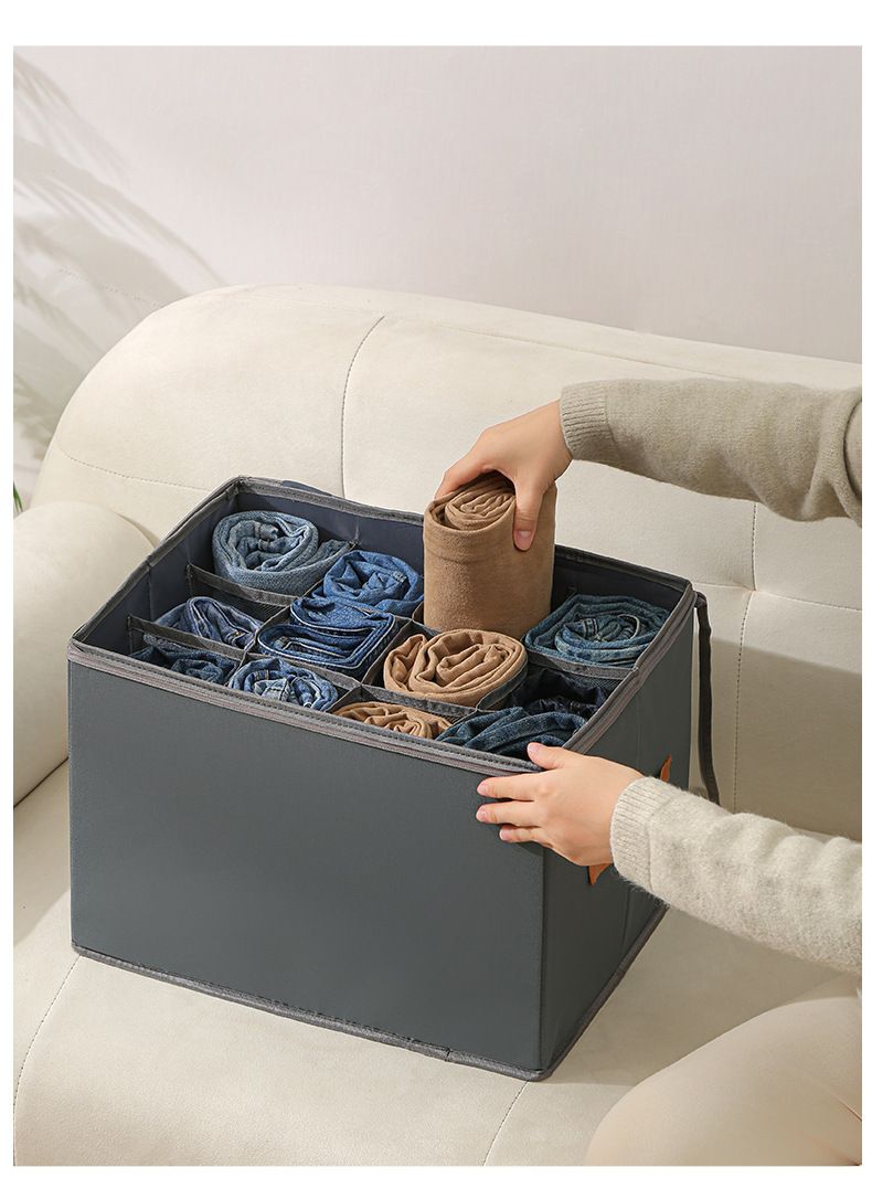 Family Organizer Foldable Fabric Shoe Storage Box Breathable Dustproof Organizer With Removable Washable Cover Adjustable Compartments_voghion.com