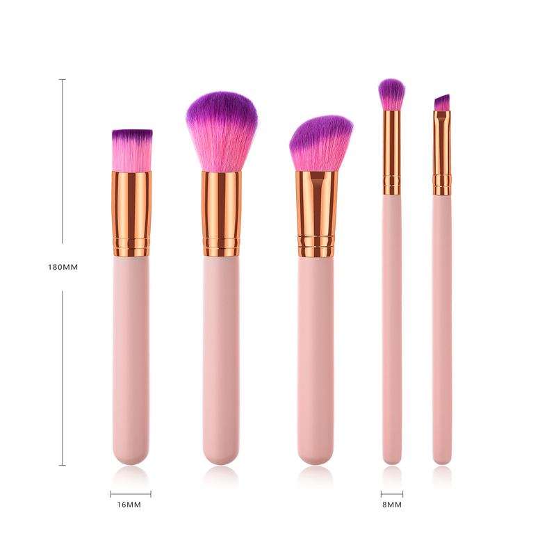 Pennelli per trucco da 5 pezzi, strumenti di bellezza, manico in legno Yuncai, tubo per la bocca, capelli in nylon GUJHUI_voghion.com