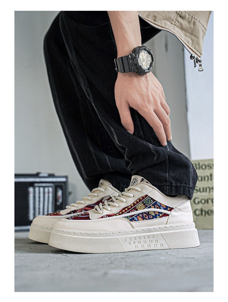 Uudet hengittävät miesten kengät monipuolinen trendikengät niche design alustakengät kangaskengät urheilu rento pienet valkotaulukengät_voghion.com