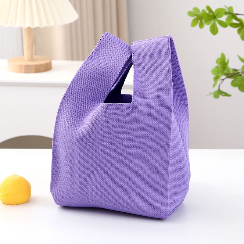 per le donne 2025 nuova borsa a mano lavorata a maglia in stile coreano, borsa da polso versatile in tinta unita_voghion.com