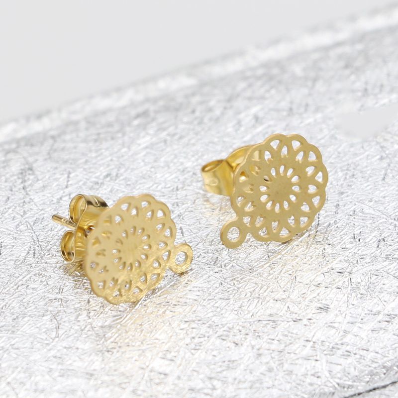 Accessori popolari in acciaio inossidabile 304, movimento centrale rotondo piatto cavo, perni e accessori per orecchini fai da te fatti a mano_voghion.com