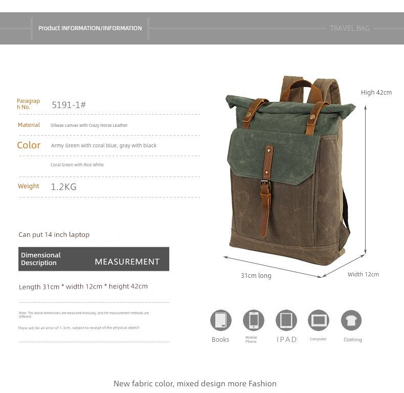 Zaino impermeabile retrò da esterno per uomo e donna, in stile britannico_voghion.com