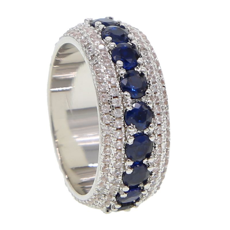 Dreireihiger, vollzirkonialer Ring mit Mikroeinlage, trendiger runder Hip-Hop-Ring für Herren_voghion.com
