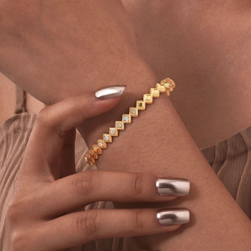 Bracciale apribile in acciaio inossidabile con zirconi bianchi e diamanti, da donna, in oro_voghion.com