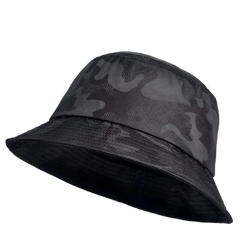 Novedades 2024 Nuevo gorro de pescador para hombre, de doble cara, color negro, con camuflaje, para senderismo, escalada, hip hop, de algodón, para pesca_voghion.com