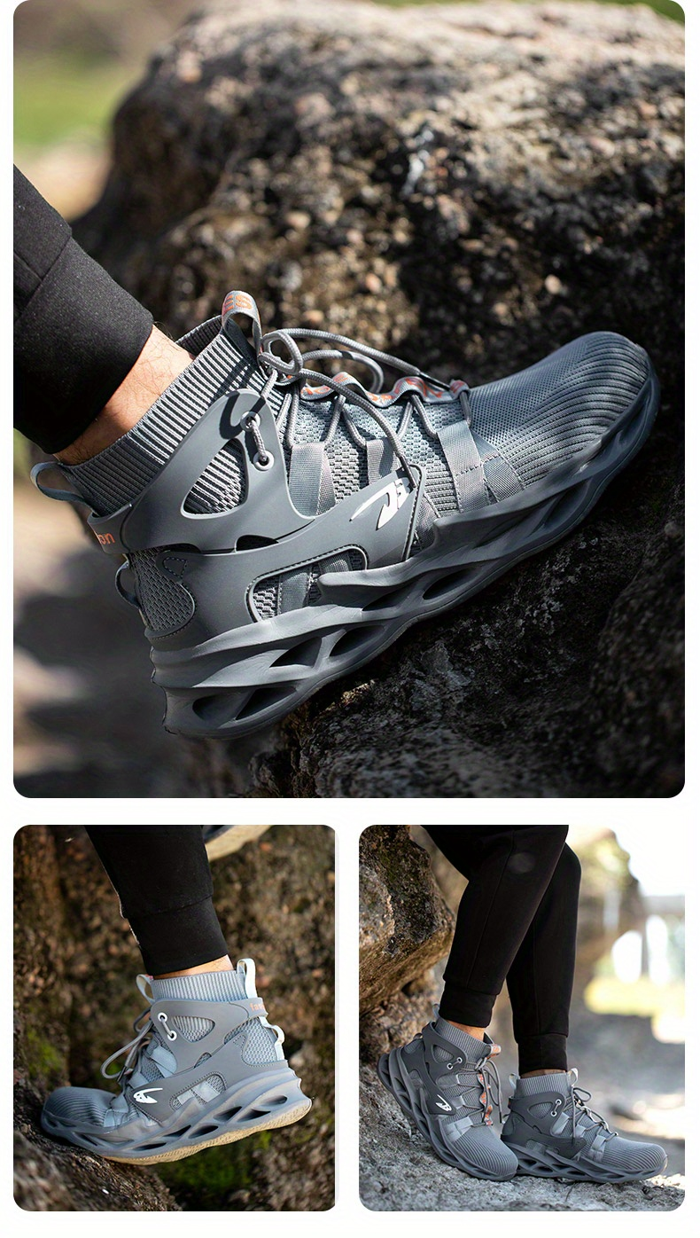 Breathable Woven Shoe For Men - Non-Slip Lace-Up Safety Work Shoe For Indutrial Contruction - Perfect For All_voghion.com