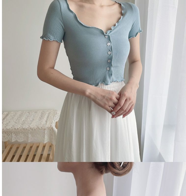 【】Cardigan sottile in maglia sottile, accattivante, delicato, dolce e piccante, top corto color-block_voghion.com