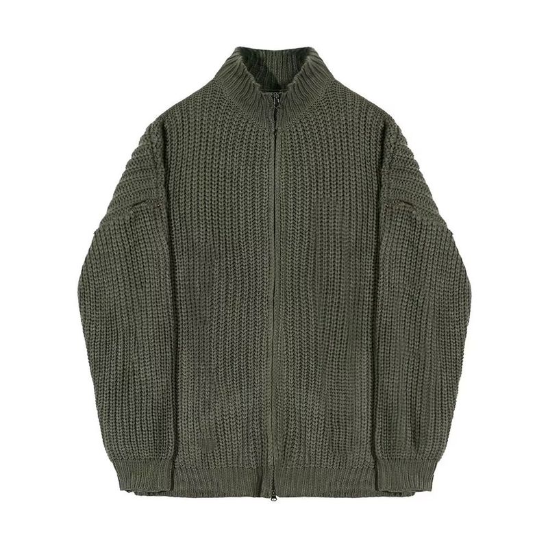 Herrenbekleidung Halber Rollkragenpullover mit Reißverschluss, Strickjacke für Herren im Herbst- und Winterstil, lockerer, hochwertiger Pullovermantel_voghion.com