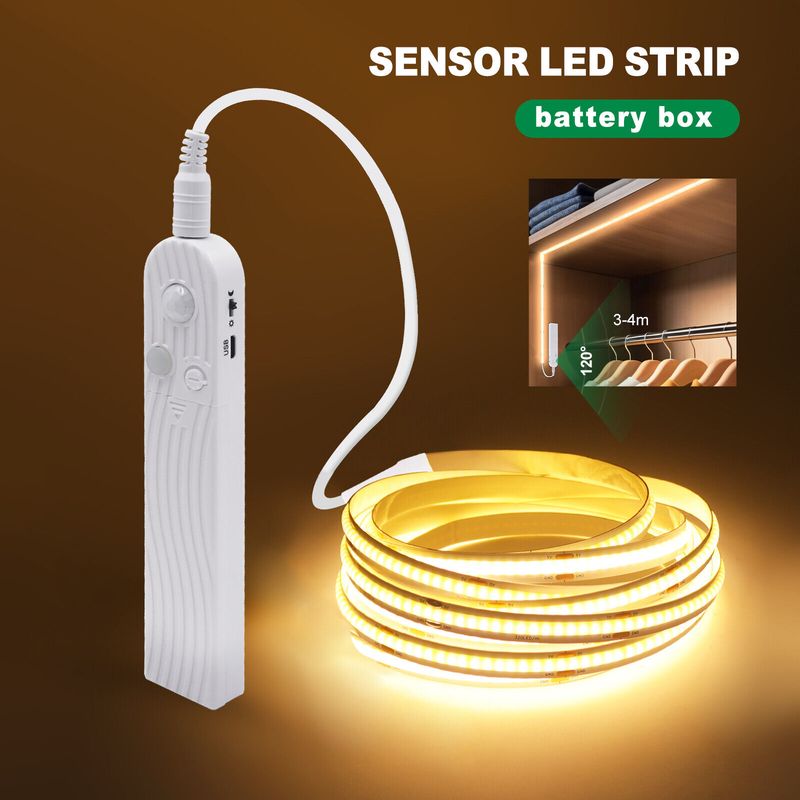 5V Batteriebetriebene COB LED Streifenlichter PIR Motion Sensor Flexible Bandlampe_voghion.com