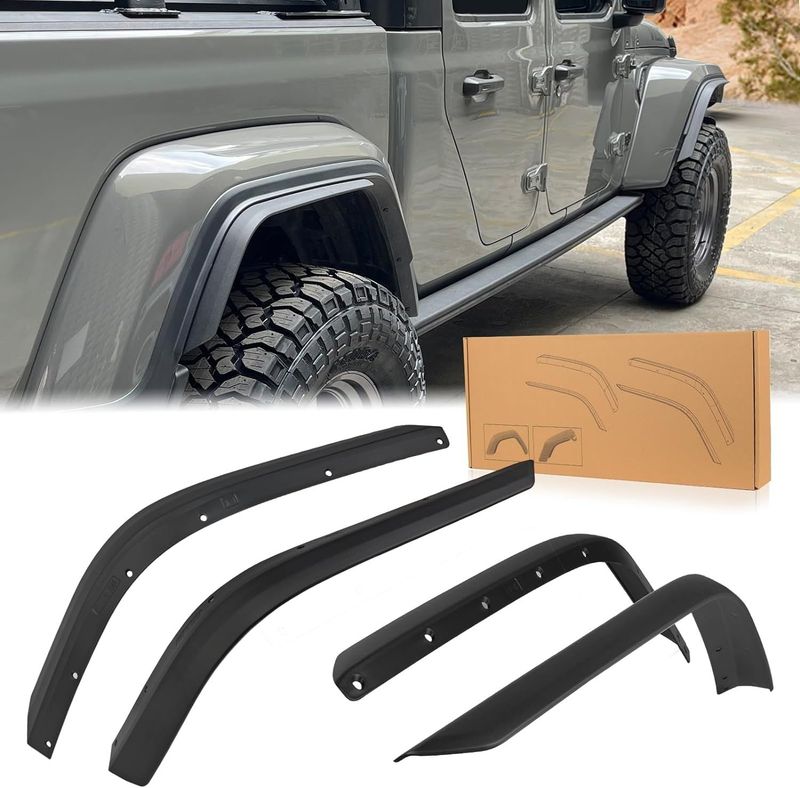Front & Rear Fenders Compatible With 2020-2024 Jeep Wrangler Gladiator JT Sport & Willys_voghion.com