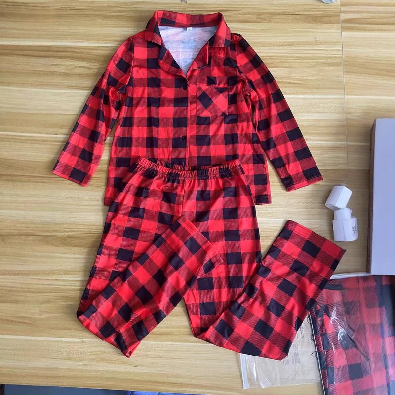 Pijamas para mujer, camisas a cuadros navideñas, conjunto para el hogar para padres e hijos, pijamas_voghion.com