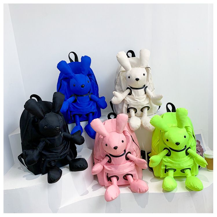 Sac à dos d'été en nylon avec motif lapin mignon, style décontracté et tendance_voghion.com