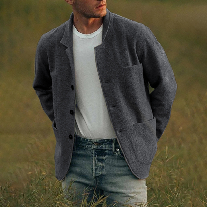 Herrenbekleidung, einfarbig, trendige Modejacke, Freizeitmantel_voghion.com