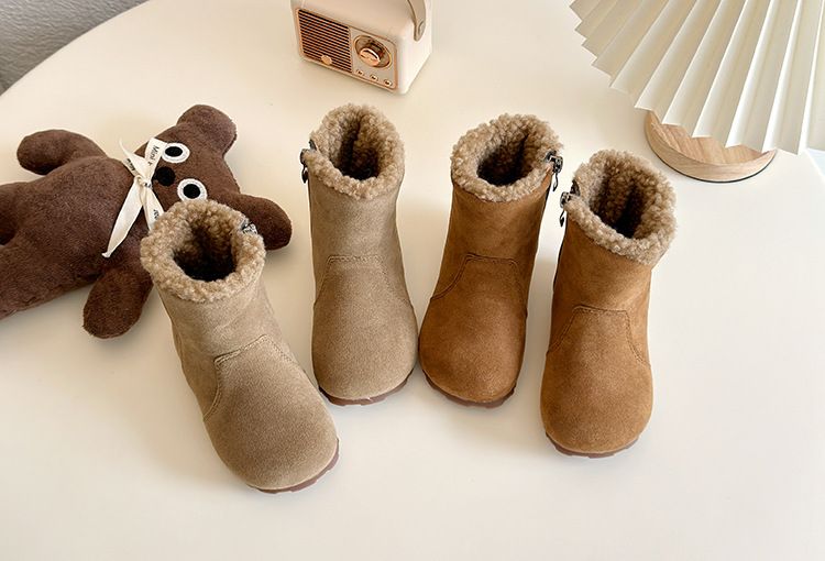 Retro Boots For Girls Winter New Korean Style Plus Velvet Warm Cotton Shoes Flat Bottom Thick Non Slip Mid Calf Boots_voghion.com