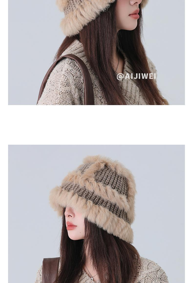Rabbit Hair Knitted For Women In Autumn And Winter, Warm Woolen Hat, Cold Resistant Plush Bun, Small Fur Fisherman's Hat_voghion.com
