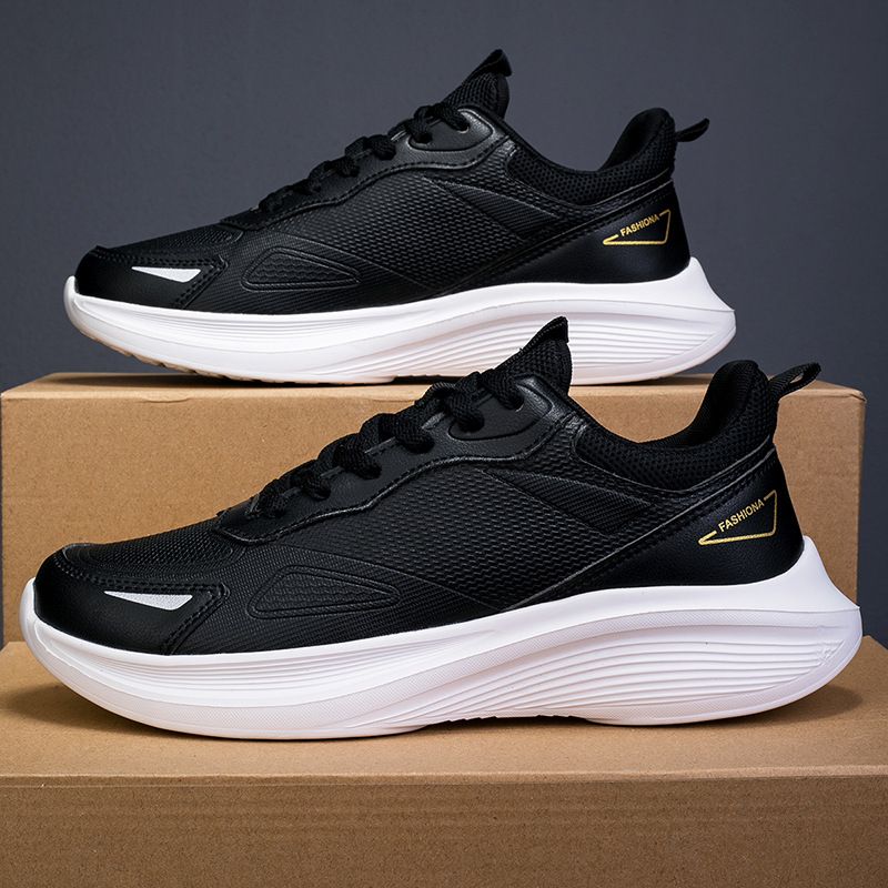 Unschlagbare Qualität Neue Herbst- und Winter-Ultrafaser-Leder-wasserdichte schwarze Herren-Freizeitsport-Vielseitige Laufschuhe mit dicker Sohle_voghion.com
