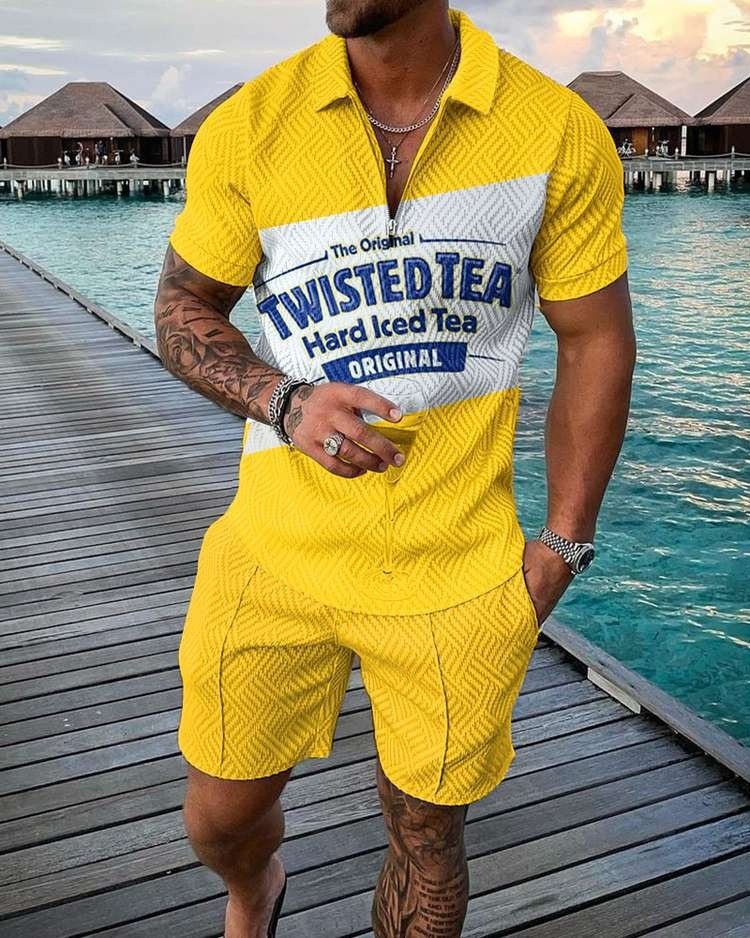 Herrkläder lyxiga retrotryckta t-shirtshorts passar vardagssportkläder_voghion.com