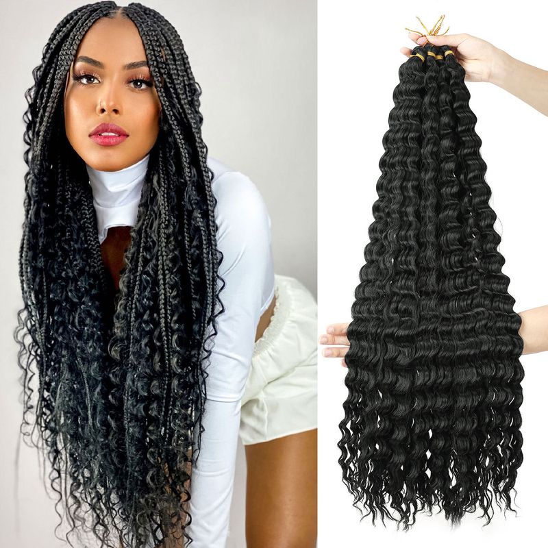 Deep Water Wave Crochet Hair Extensions – Europäischer und amerikanischer Stil, Kunstfaser, lockige Perücke_voghion.com
