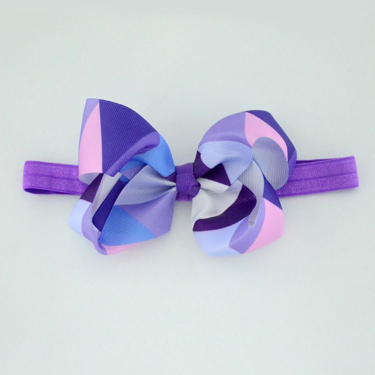 Europäische und amerikanische Kinderhaar-Accessoires Farbverlaufsbogen-Stirnband Geripptes Band Knopfknoten Baby-Stirnband Kopfschmuck_voghion.com