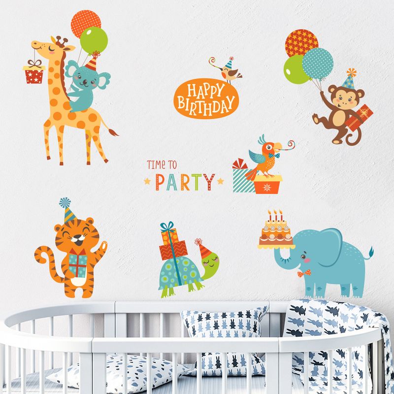 Animal party giraffe balloon PVC self-adhesive paper N1507 children's room frosted decorative wall sticker_voghion.com