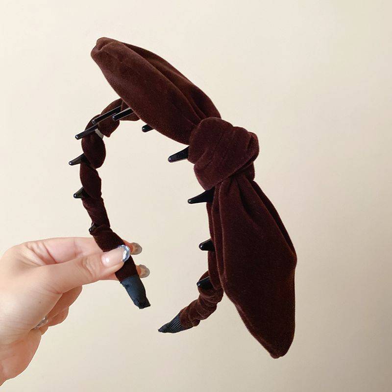 Nuove dolci orecchie da coniglio larghe per donne giapponesi e coreane, versatile fascia per capelli in velluto tinta unita con fiocco, accessori per capelli_voghion.com