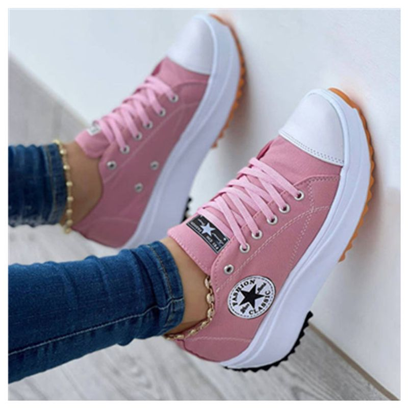 2023 New Spot Women's Spring And Autumn Canvas Shoes Breathable High-top casual women's thick-soled lace-up shoes_voghion.com