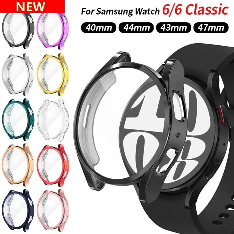 Estuche para Samsung Galaxy Watch 6 44mm 40mm Accesorios Protector de pantalla chapado Cubierta protectora completa TPU Estuche para Galaxy Watch 6_voghion.com