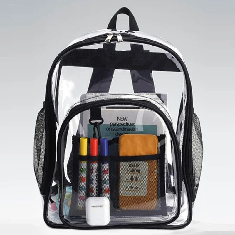 Borsa da scuola impermeabile per ragazza, di grande capacità, solida e trasparente, borsa in plastica trasparente alla moda da uomo_voghion.com