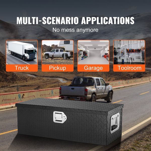Heavy Duty Aluminum Truck Bed Tool Box, Diamond Plate Tool Box With Side Handle And Lock Keys, Storage Tool Box Chest Box Organizer For Pickup, RV,_voghion.com