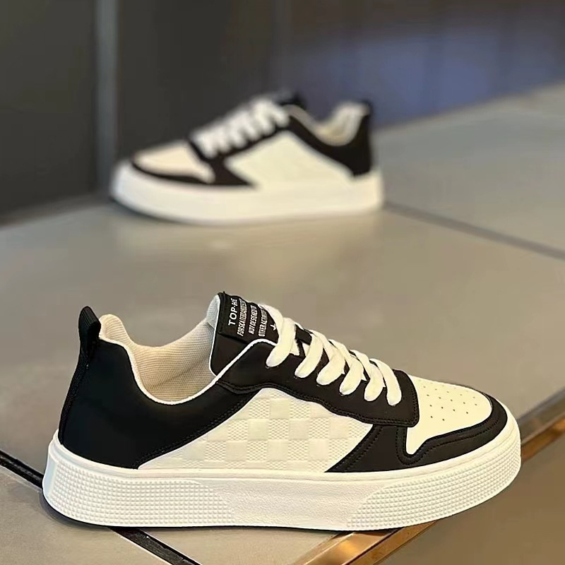 Panda Colored Spring Breathable Live Broadcast, Board Casual Leather Small White Trendy Shoes, Men's Shoes_voghion.com